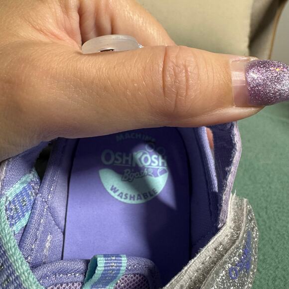Oshkosh Sandals Toddler 12  Purple Glitter NWT Adjustable Machine Washable Play - Picture 5 of 5